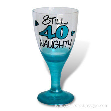 Wine Glass with Hand Paint Decoration and 372ml Capacity